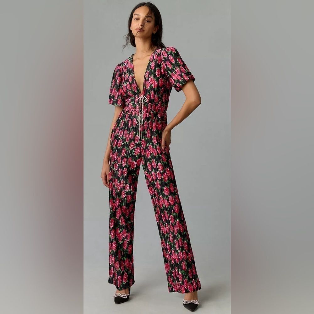 WAYF Floral Tie-Front Jumpsuit Size 8